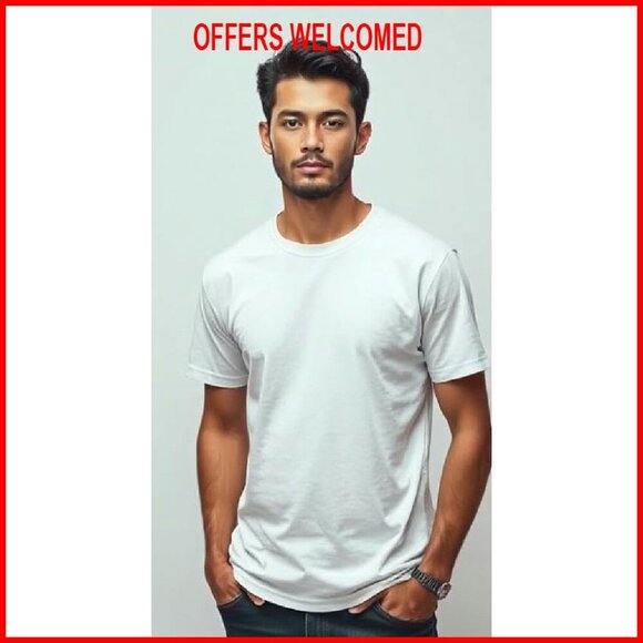 5XL Round Neck Cotton T-Shirt, Tagless, Spring Back Fit, Comfortable - Picture 5 of 8